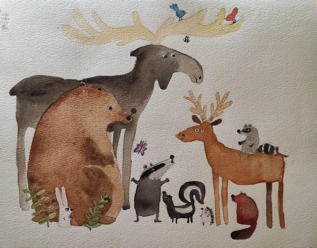 Exercise - Animal Gathering (Watercolor)